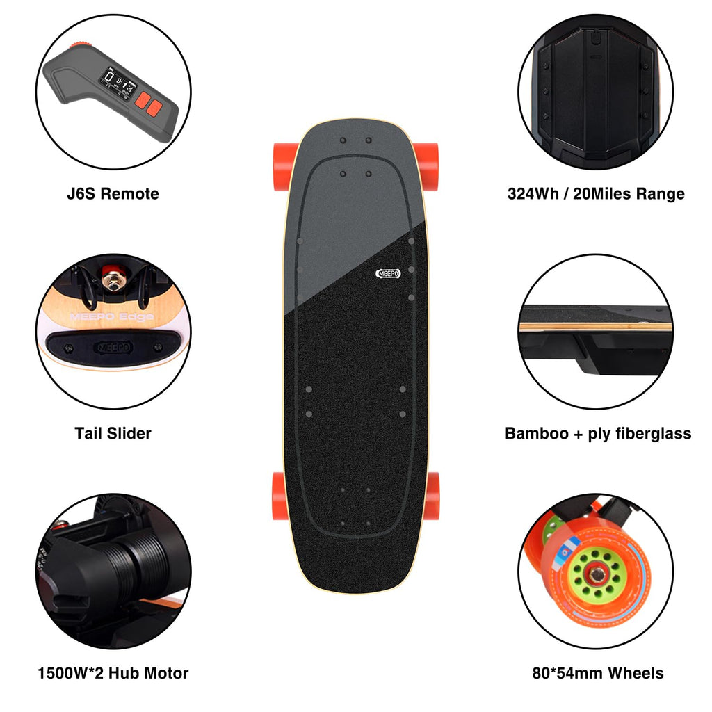 MEEPO Mini Series Electric Skateboard with Remote, Up to 26-32 MPH Top Speed, 11-24Miles Range,330 Pounds Max Load, 30-34 Inches Maple Cruiser for Adults and Teens, Mini5 MINI3 Max Edge Flow