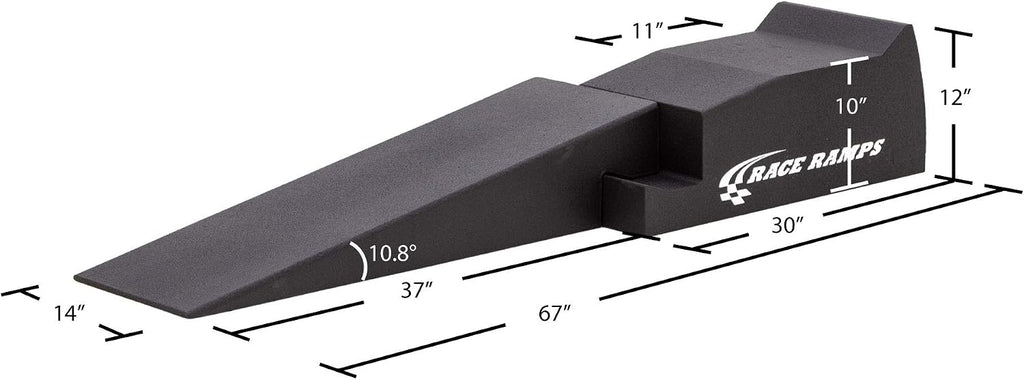 Race Ramps 2-Piece 67" XT Car Service Ramp, Tire Lift for Low Profile Vehicles, Solid High-Density Foam for Non-Skid Loading, Set of 2