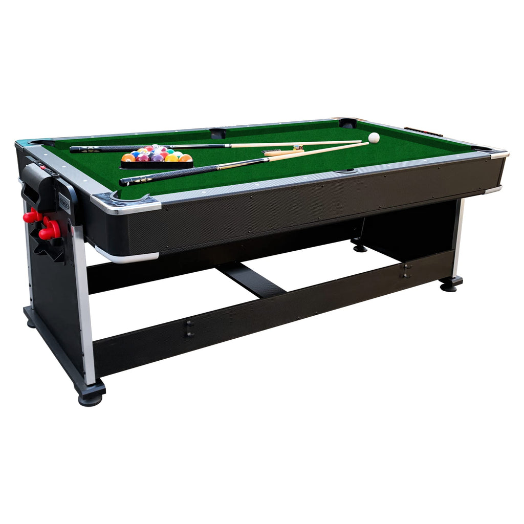 RACK Triad 7-Foot 3-in-1 Multi-Game Swivel Table - Billiards/Pool, Table Tennis & Air Hockey