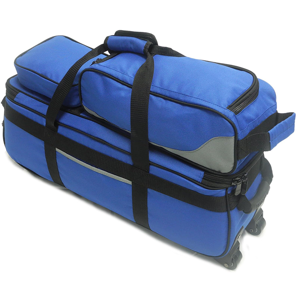 Pyramid Path Triple Tote Roller Plus Bowling Bag with Detachable Shoe Bag (Fits US Mens Size 15), Accessory and Side Pocket, Lightweight Travel Design
