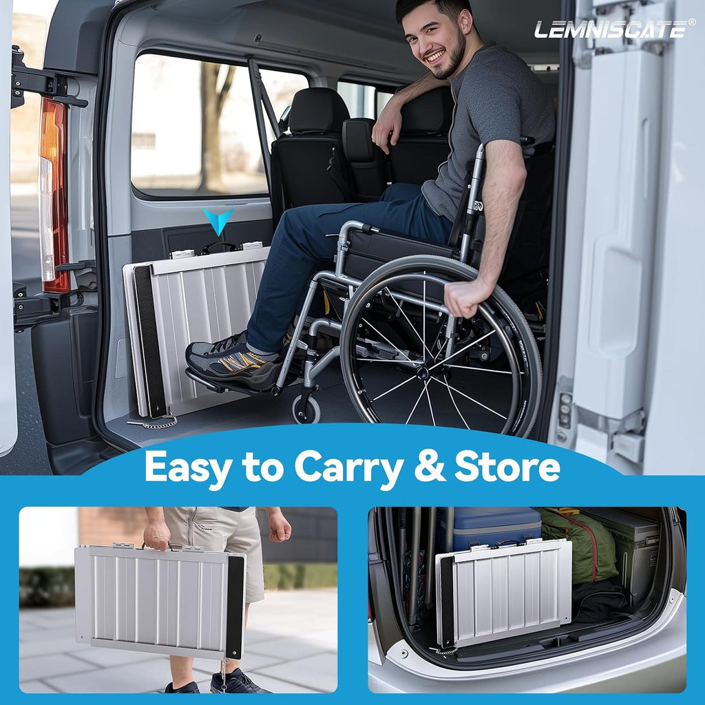 LEMNISCATE 2FT Portable Wheelchair Ramp Aluminum Non-Slip Handicap for Home