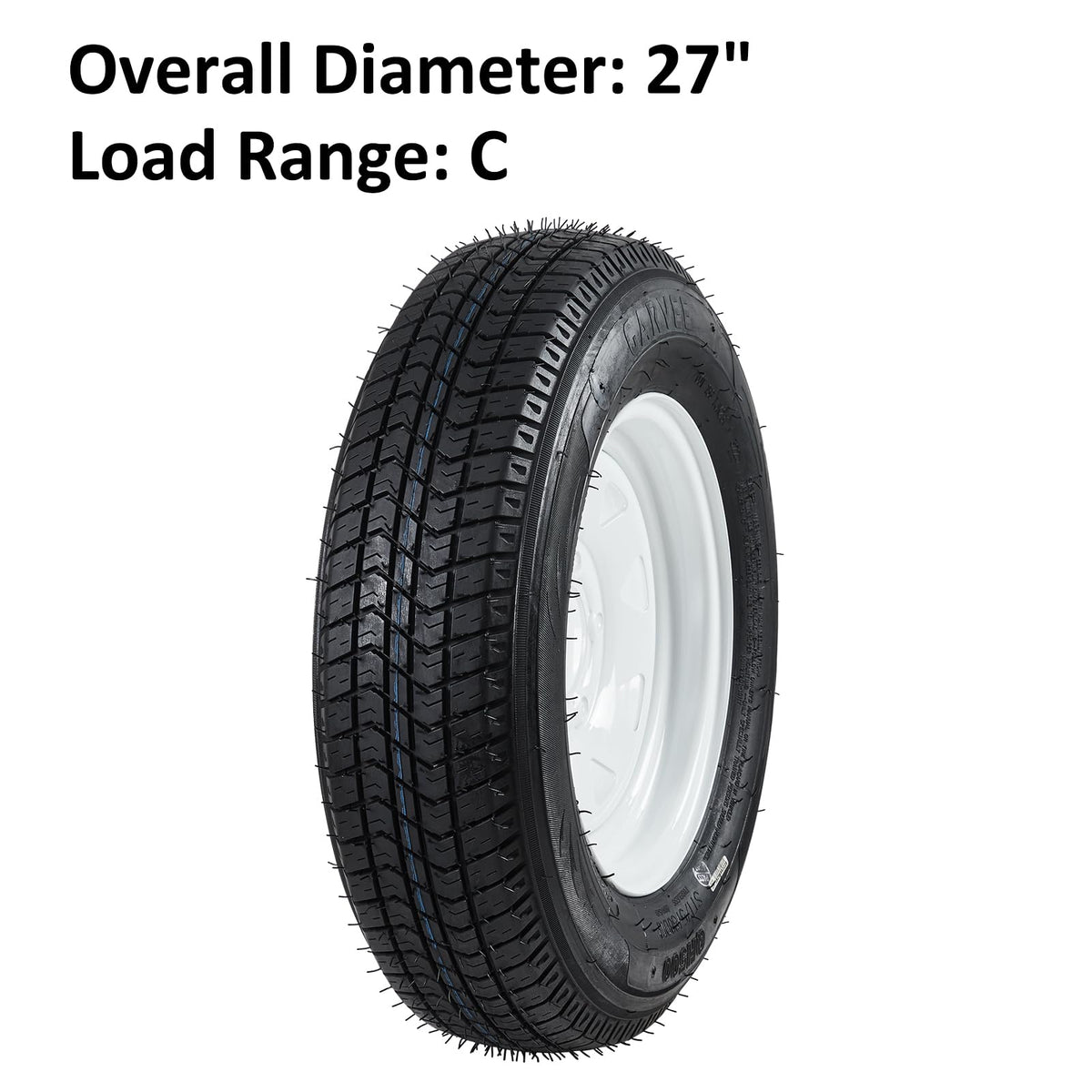 Garvee 2-Pack Trailer Tires On Rim 5.30-12 530-12 530X12, Load Range C, 6PR, 5 Lug 12 In. White Spoke Wheel, 5 On 4.5" Durable Trailer Tire Travel/Camper/Utility/Boat, Set of 2