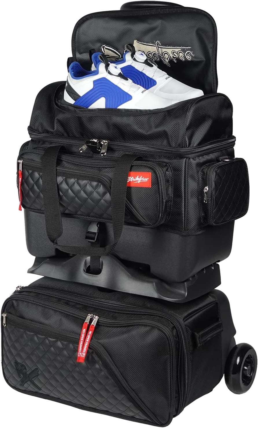 KR Strikeforce Diamond 4-Ball Roller Premium Bowling Bag Holds 4 Bowling Balls, Shoes and Accessory