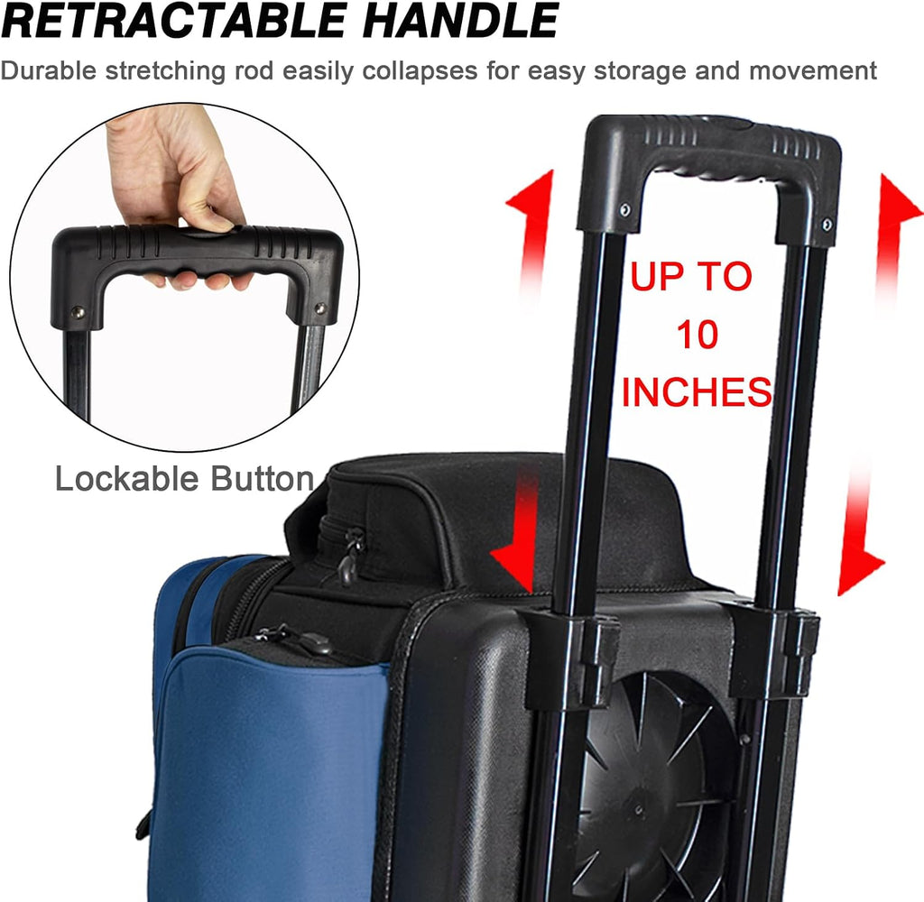 DAFISKY 3 Ball Bowling Bags, Roller Bowling Bag with Retractable Handle
