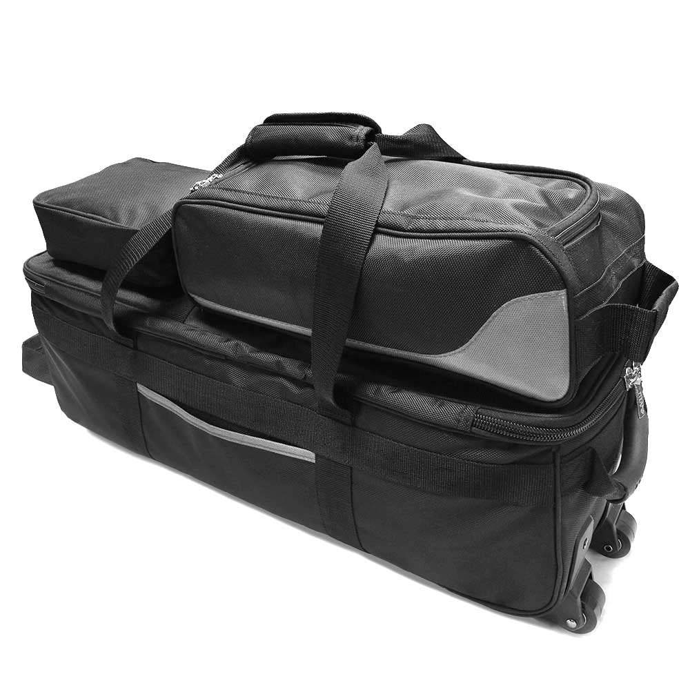 Pyramid Path Triple Tote Roller Plus Bowling Bag with Detachable Shoe Bag (Fits US Mens Size 15), Accessory and Side Pocket, Lightweight Travel Design