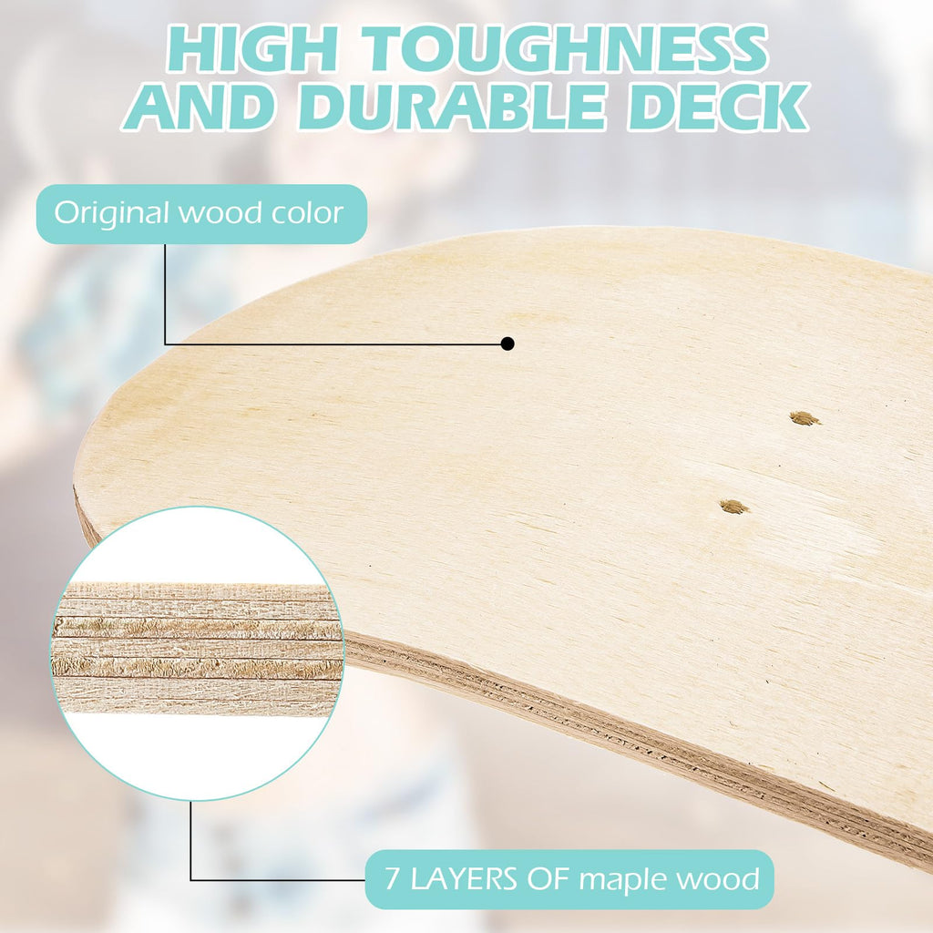 Honoson 12 Pcs Blank Skateboard Decks 32 x 8 Inch Maple Double Tail Deck