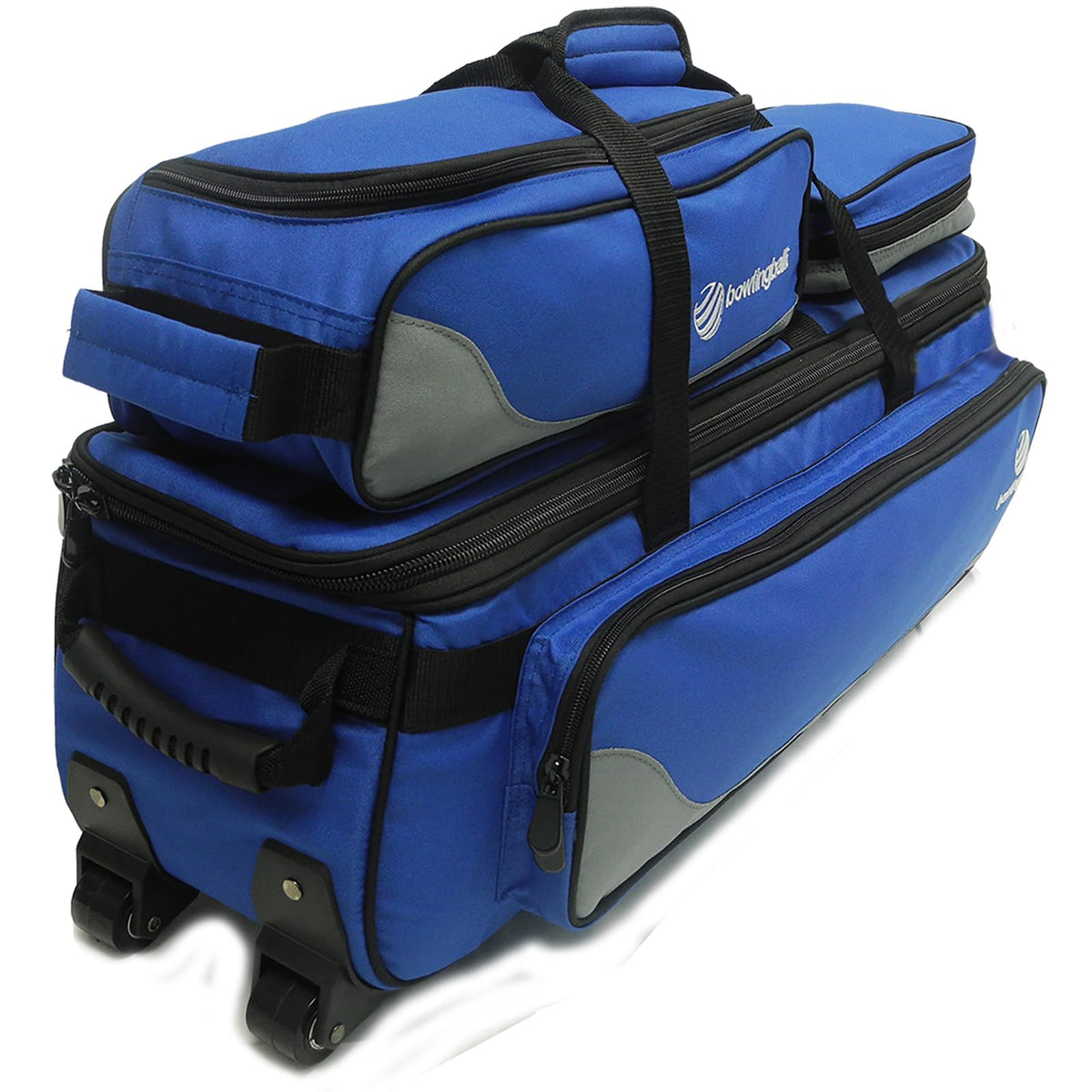 Pyramid Path Triple Tote Roller Plus Bowling Bag with Detachable Shoe Bag (Fits US Mens Size 15), Accessory and Side Pocket, Lightweight Travel Design