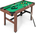 GYMAX Pool Table, 48 Inch Wooden Billiard Tables with 16 Balls, 2 Cue Sticks, 2 Chalks and Brush, Snooker Table Mini Pool Table for Kids, Family, Party