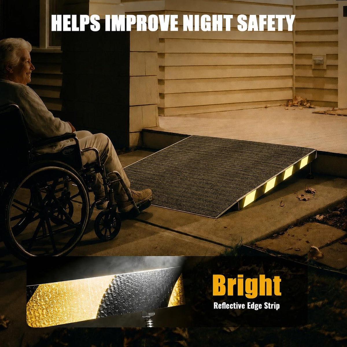 Aluminum Threshold Ramp for Doorways, 48" Ã 36" Wheelchair Ramp for Home, Adjustable for 3.3"â9.2" Step & Threshold Heights, 1000 lb Capacity, Non-Slip Surface, Foldable, for Single Step Entryways