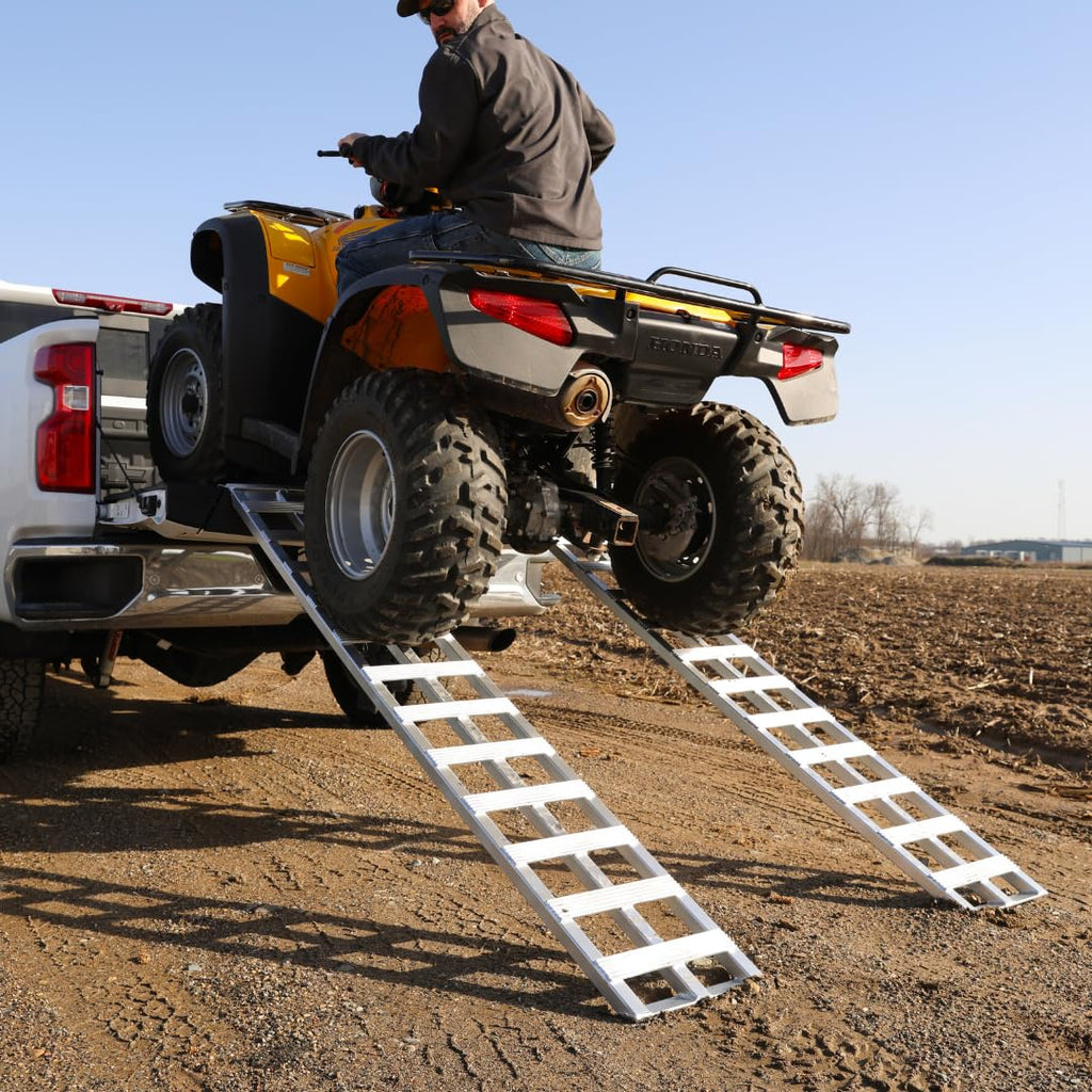 GEN-Y Hitch Extreme Duty Aluminum Loading Ramps - Set of 2, 6 Feet Long x 15 Inches Wide, 10000 LBS Capacity, Hybrid Hook and Plate Ends, Serrated Cross Rungs for Maximum Traction