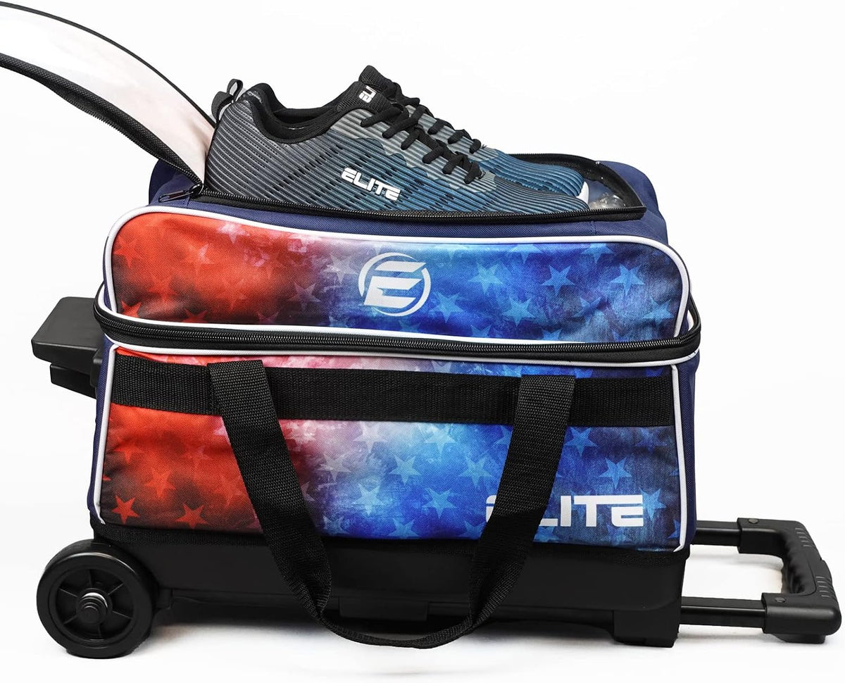 ELITE Basic Bowling Bag Double (2) Ball Roller with Rolling Wheels