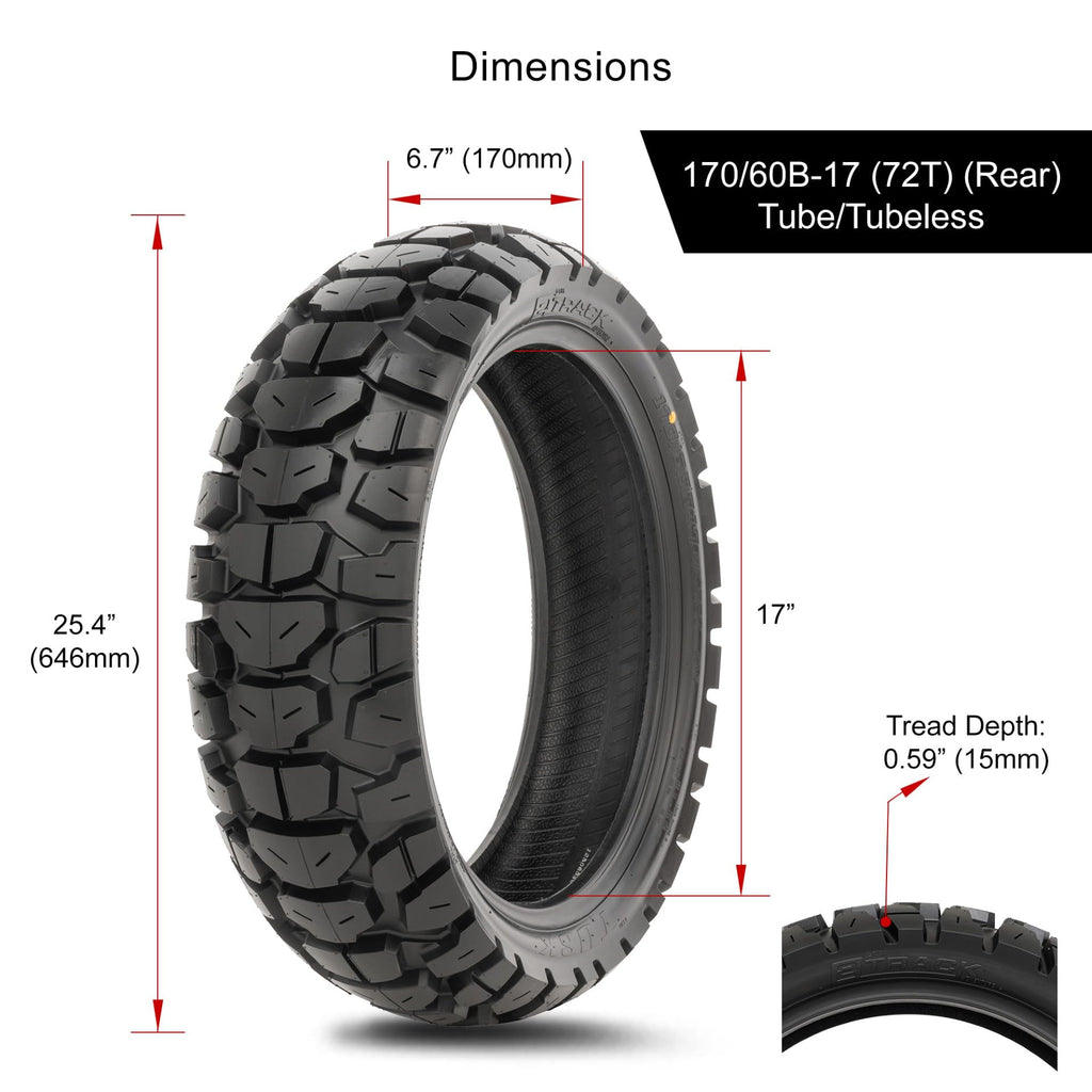 Tusk 2Track Adventure Tire Rear 150/70B-18 (70T) â Dual-Sport Motorcycle Tire, Directional Knobby Tread, Durable Bias Construction, DOT Compliant