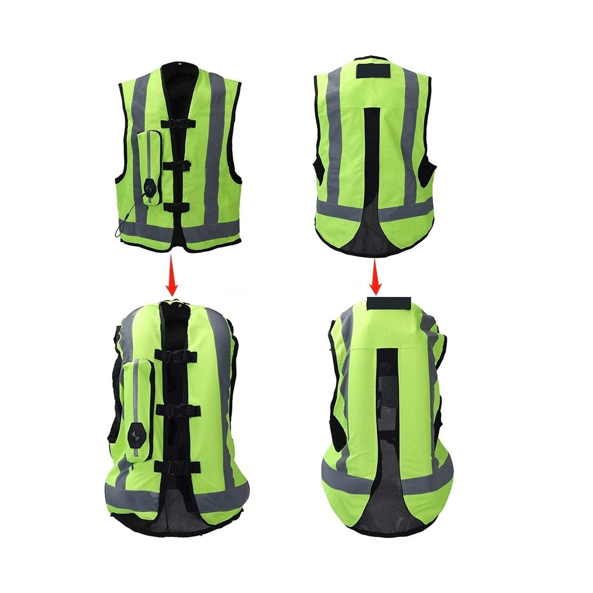 Cycling Reflective Vest Motorcycle Airbag Vest Mechanical Trigger Airbags with Reflective Tape at The Front and Back Motorcycle Riding Safety Equipment (Without CO2 Cylinder, 2 Colors)