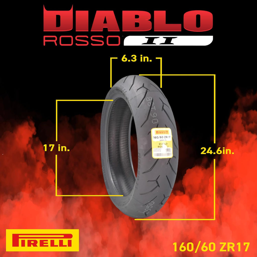 Pirelli Diablo Rosso II Motorcycle Tire Set 120/70 ZR17 & 160/60 ZR17