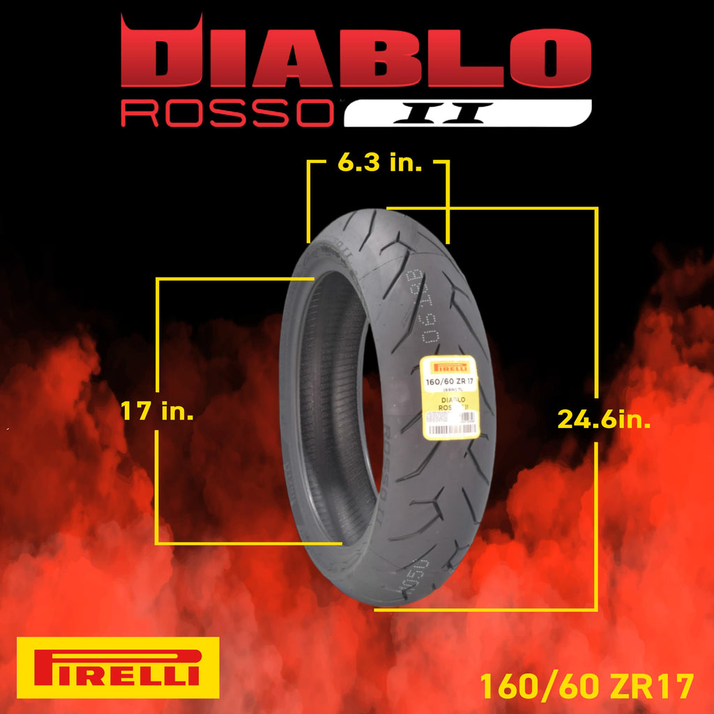 Pirelli Diablo Rosso II Motorcycle Tire Set 120/70 ZR17 & 160/60 ZR17