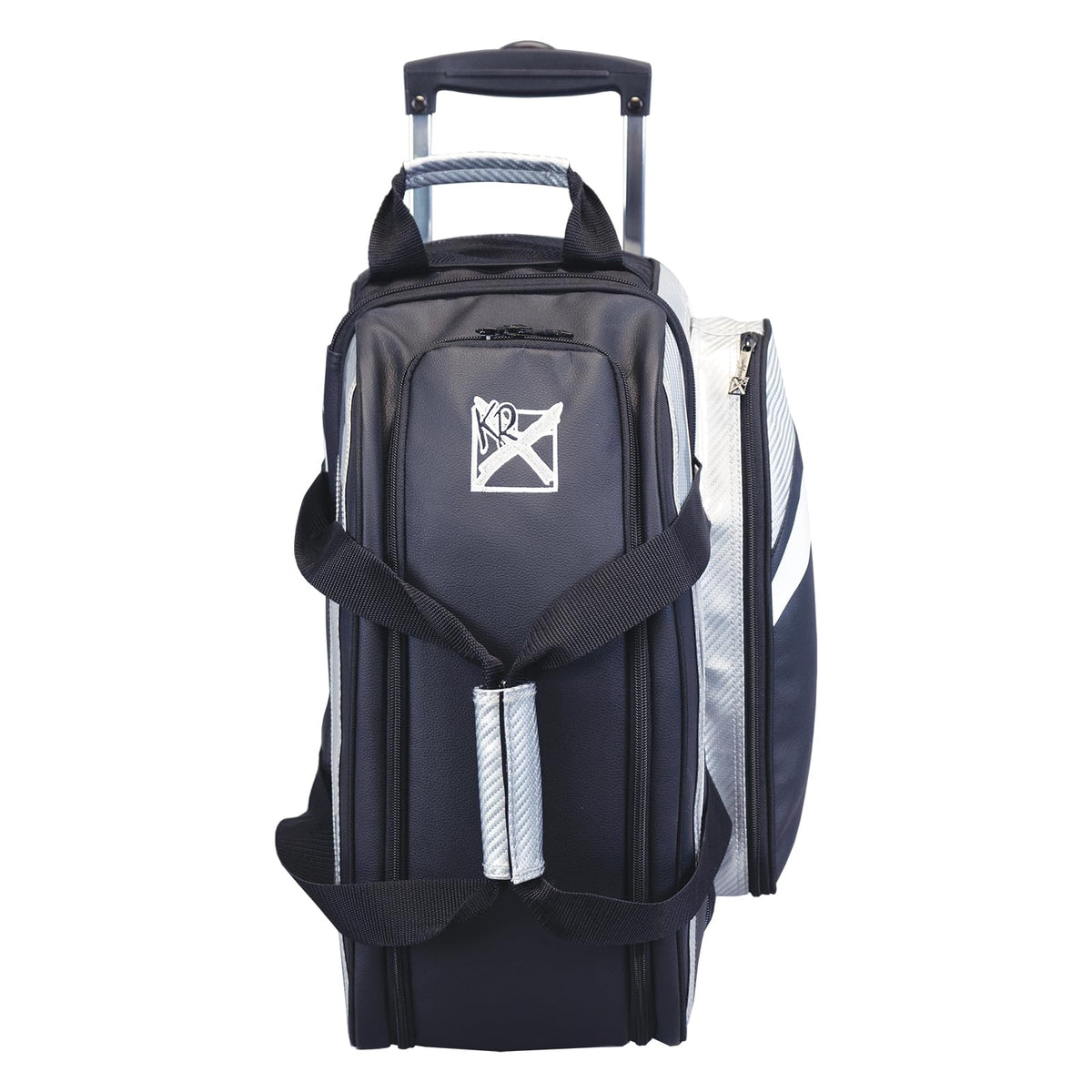 KR Strikeforce Cruiser Lux Double Bowling Ball Roller Bag with Upper Shoe Compartment and Side Accessory Pouch