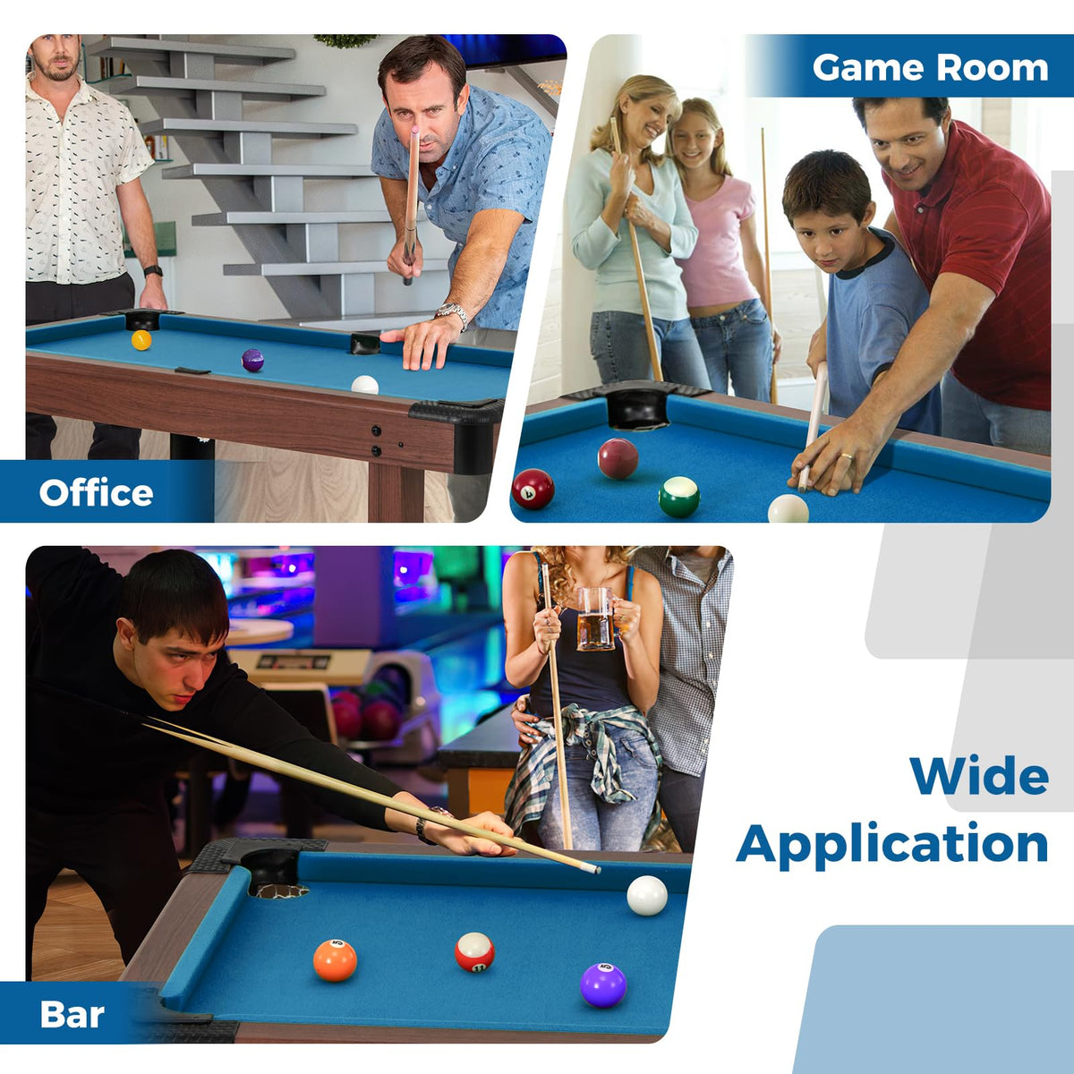 GYMAX Pool Table, 48 Inch Wooden Billiard Tables with 16 Balls, 2 Cue Sticks, 2 Chalks and Brush, Snooker Table Mini Pool Table for Kids, Family, Party