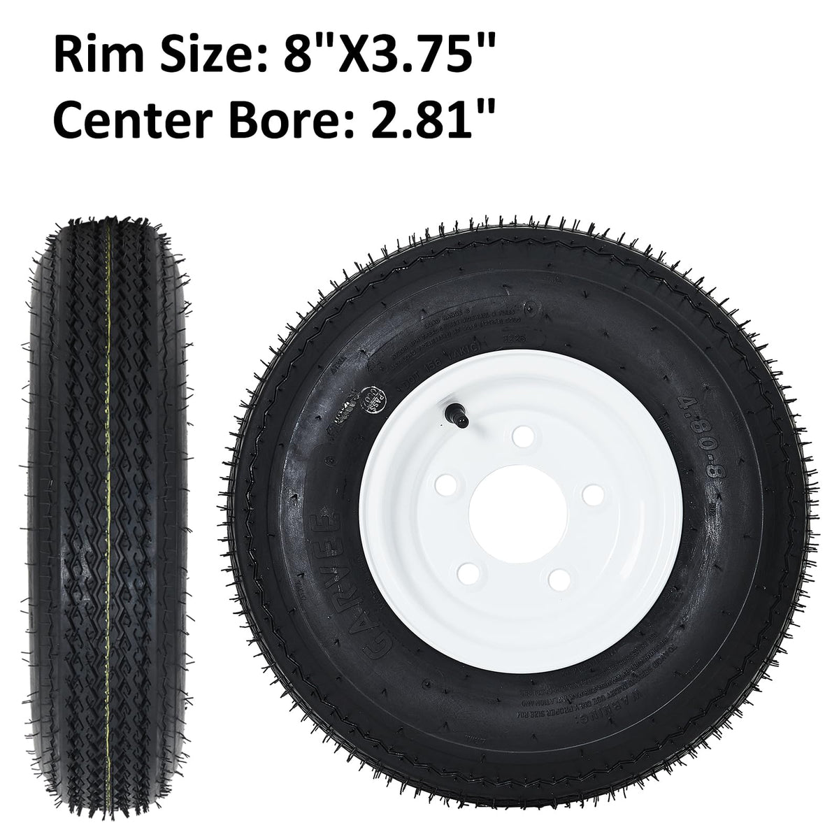 Garvee 2-Pack Trailer Tires On Rim 5.30-12 530-12 530X12, Load Range C, 6PR, 5 Lug 12 In. White Spoke Wheel, 5 On 4.5" Durable Trailer Tire Travel/Camper/Utility/Boat, Set of 2
