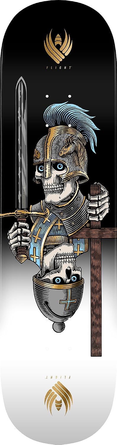 Powell Peralta Dan Corrigan Chess Skulls Flight Skateboard Deck, Gold Foil, 8.42" x 31.88"