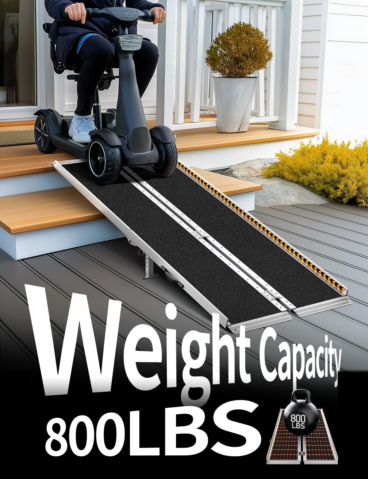 FACHNUO Black Aluminum 3FT Wheelchair Ramp, All-Weather Use, Easy to Clean