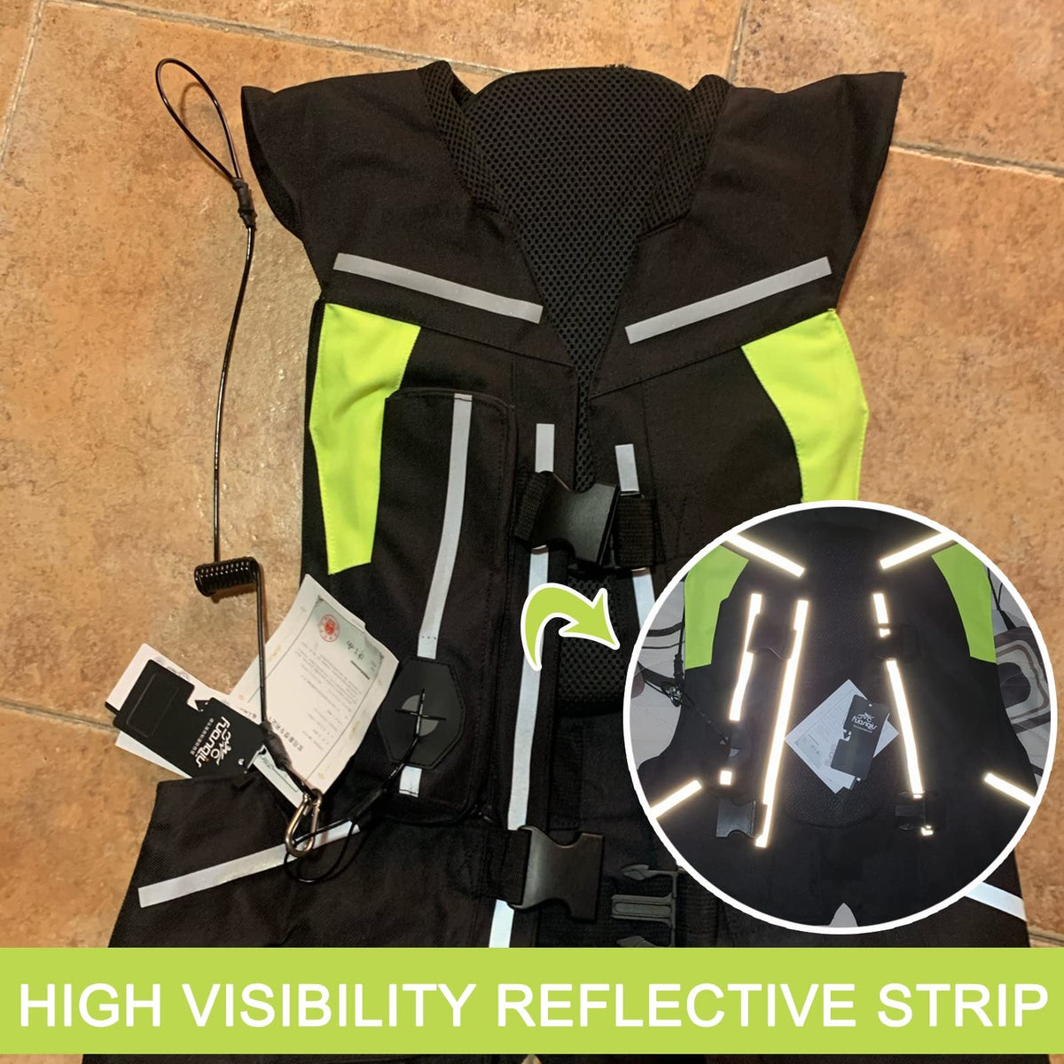 Motorcycle Airbag Vest for Men And Women, Motocross Air-Bag Riding Jacket with Reflective Strip, Adult Moto Air Bag