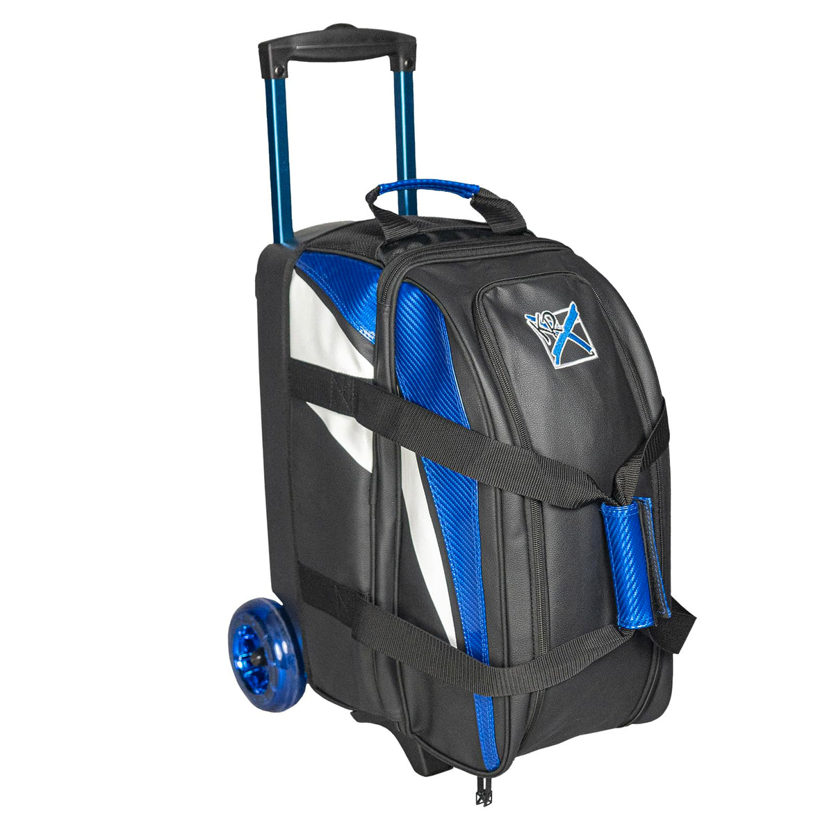 KR Strikeforce Cruiser Lux Double Bowling Ball Roller Bag with Upper Shoe Compartment and Side Accessory Pouch