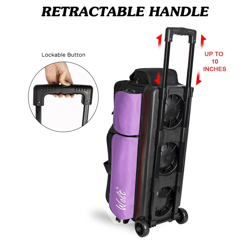 WOLT 3 Ball Bowling Bags with Wheels,Retractable Handle Extends to 38ââ