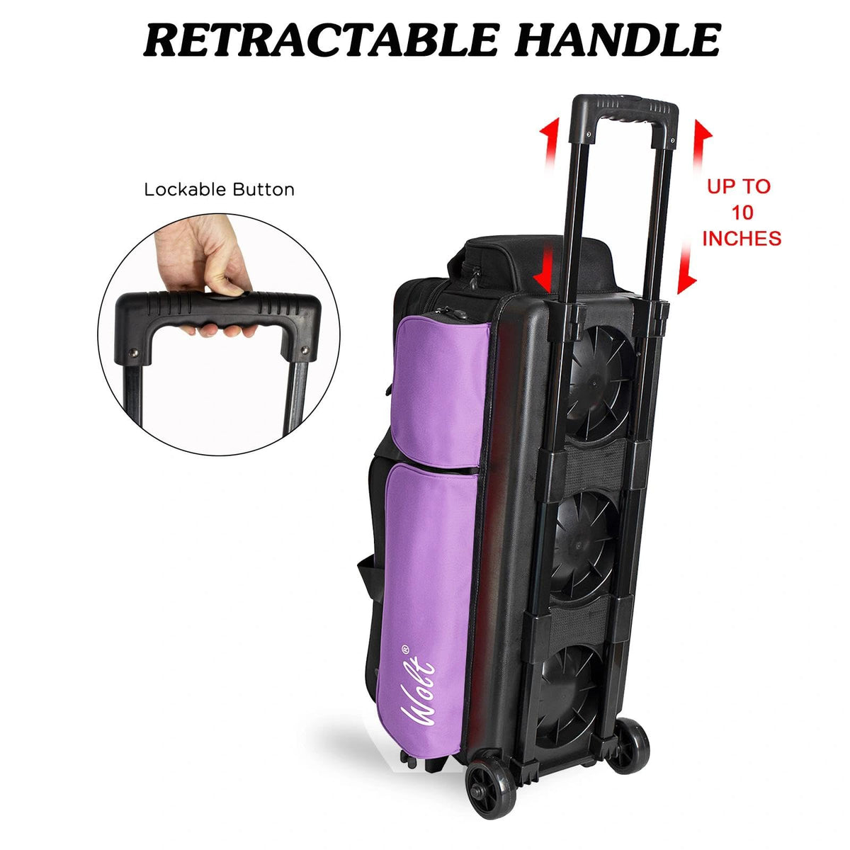 WOLT 3 Ball Bowling Bags with Wheels,Retractable Handle Extends to 38ââ