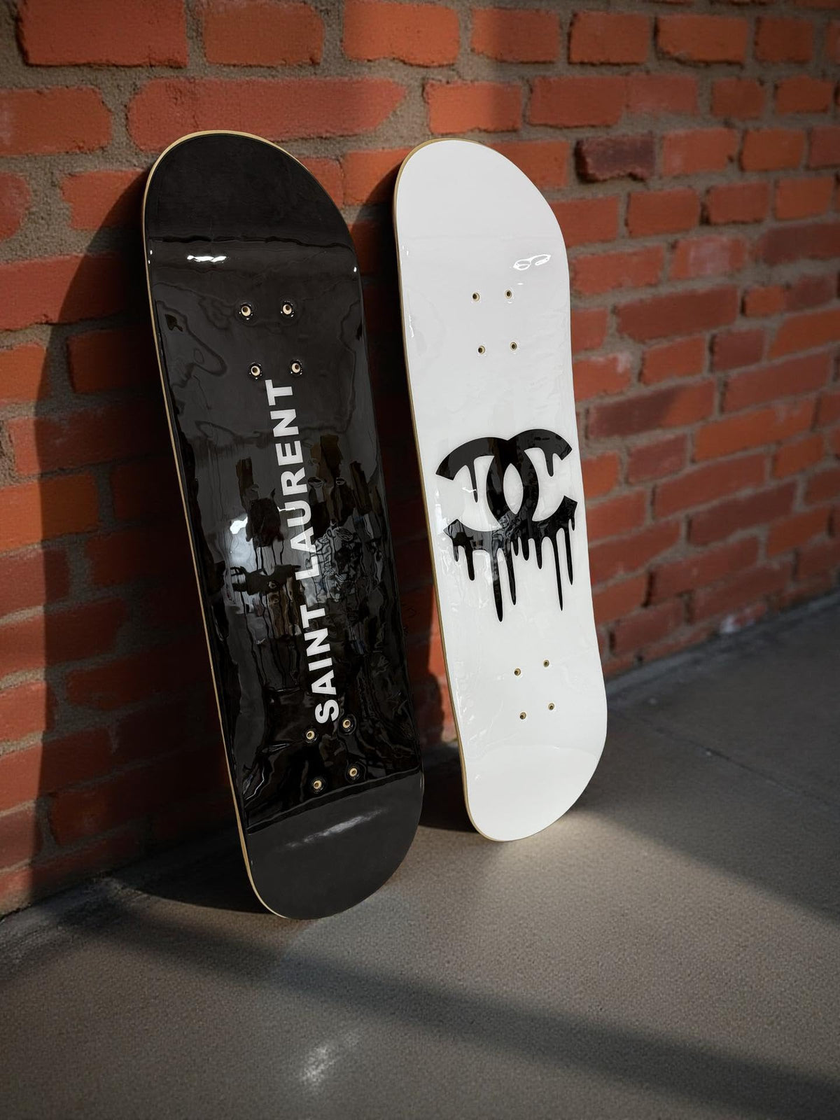 BDTrims 3 Pack Designer-Influenced Pop Art Skateboard Deck Set, Black White and Leopard Print, Premium 7-Ply Maple, Wall Decor, Customization Available