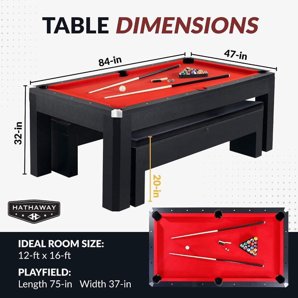 Hathaway Pool Table Combo Set with Benches