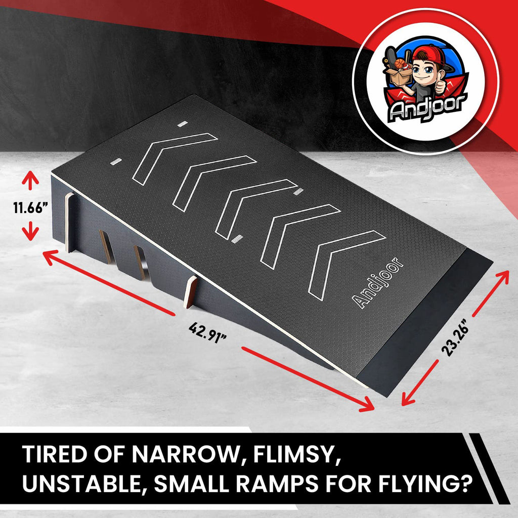 Kids Jumping Ramp for Skateboard, Bike, Scooter, BMX, RC Car and Dirt Bike, 34.37 in, Black