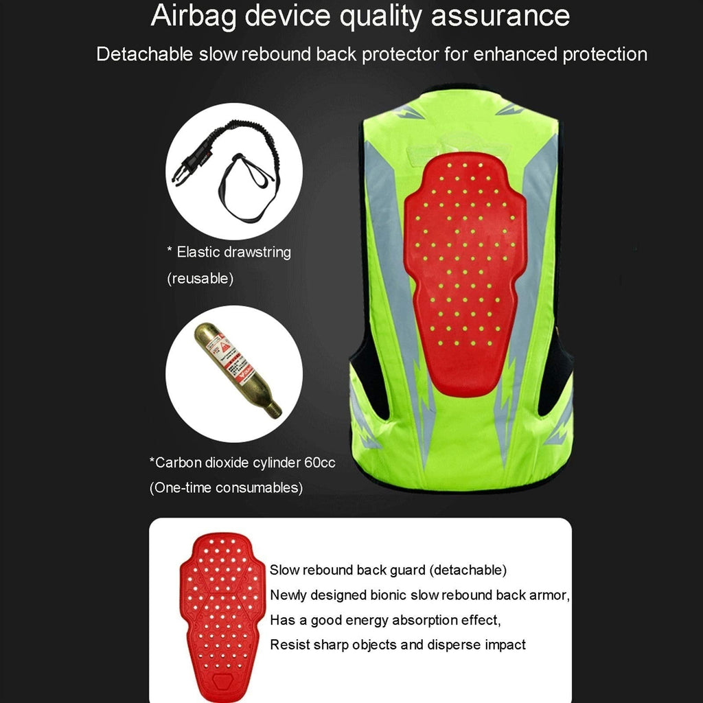 Airbag Suit Anti-Drop Locomotive Airbag Vest Mechanically Trigger The Airbag in 0.1 Seconds with Waterproof ID Pocket Riding Safety Equipment, Suitable for Adult Men and Women