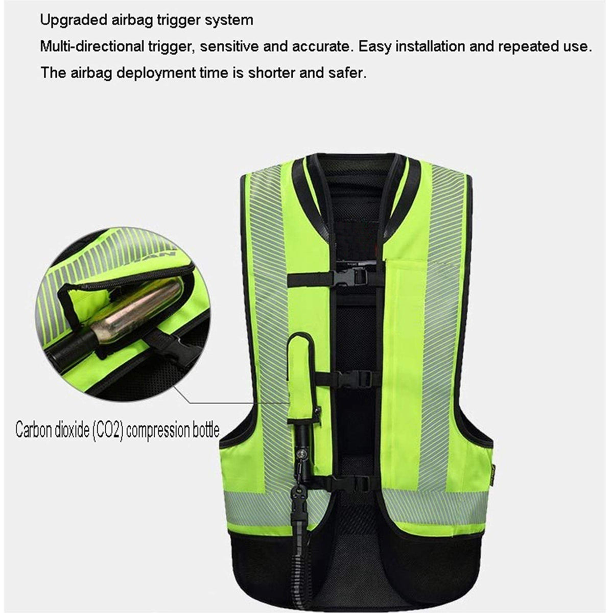 Airbag Vest Cycling Jersey Compressed Gas Fall Protection Suit Mechanical Trigger Multi-directional Airbag Trigger In 0.1 Second Reflective Surface At The Front And Back Suitable For Riding, Riding