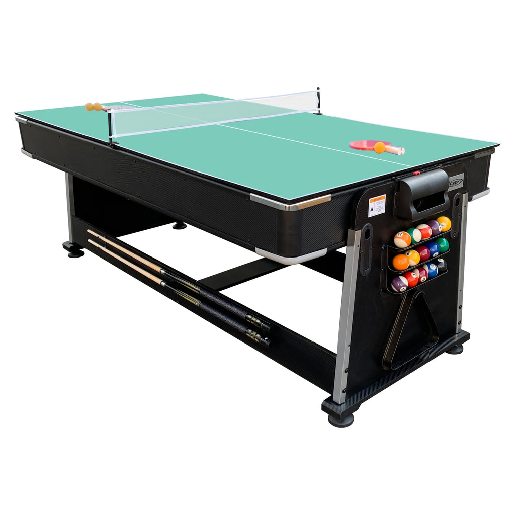 RACK Triad 7-Foot 3-in-1 Multi-Game Swivel Table - Billiards/Pool, Table Tennis & Air Hockey