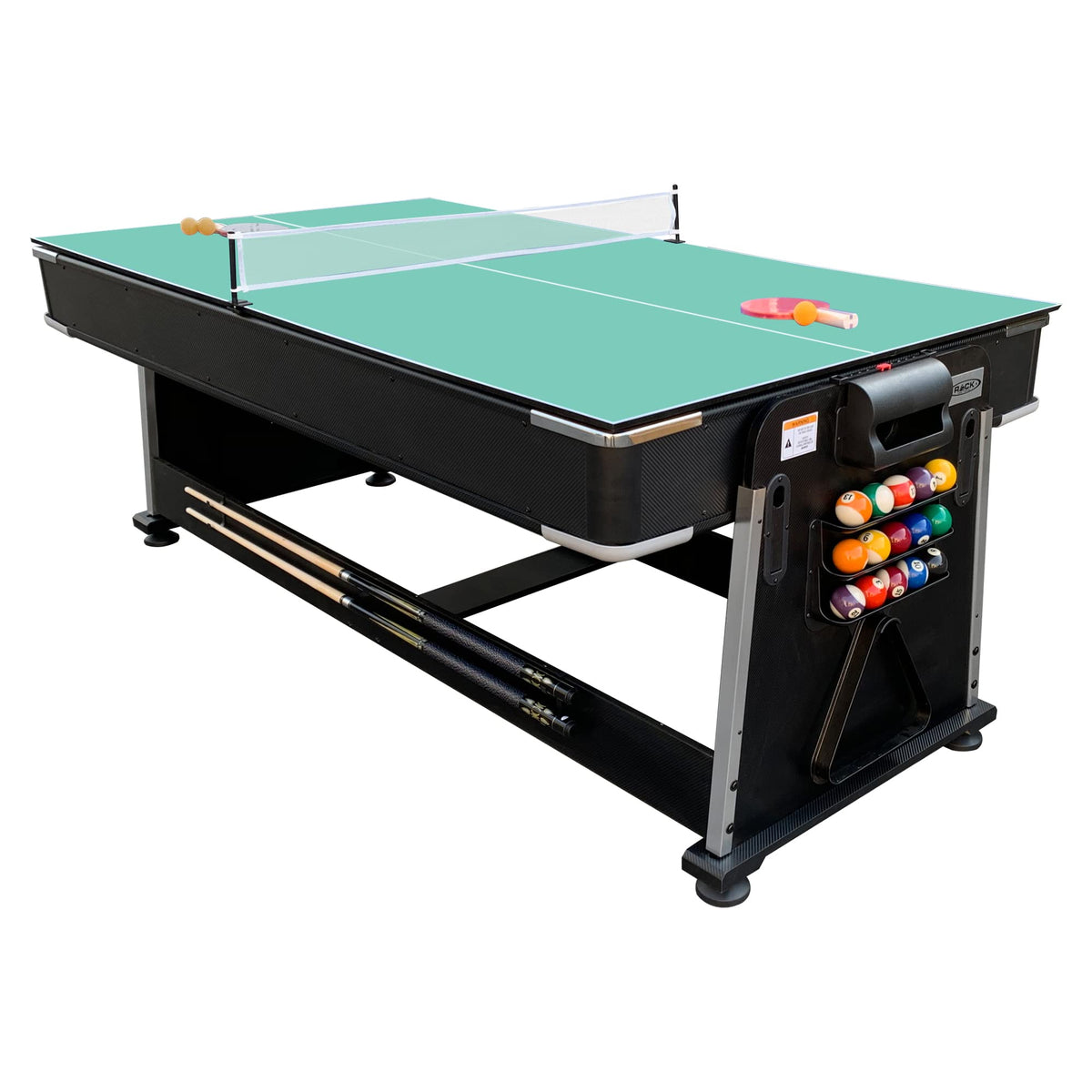 RACK Triad 7-Foot 3-in-1 Multi-Game Swivel Table - Billiards/Pool, Table Tennis & Air Hockey