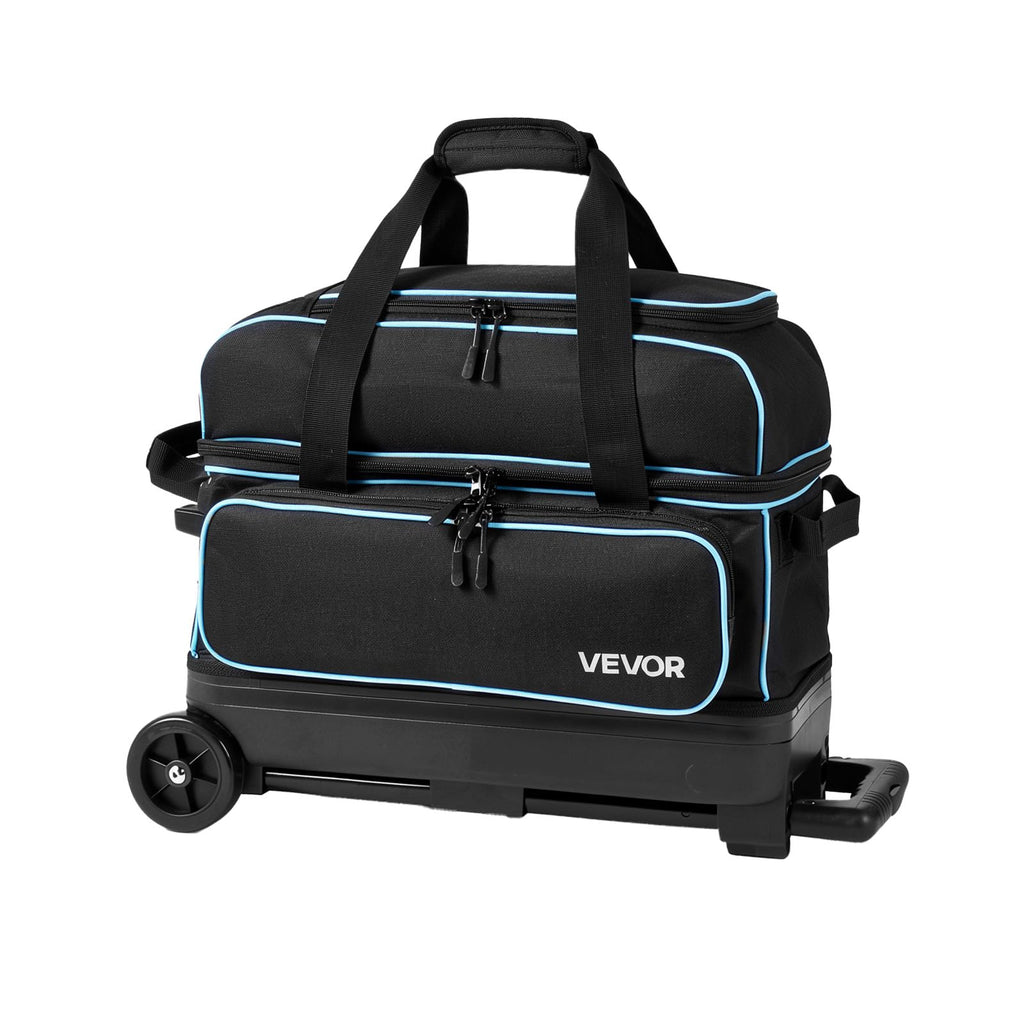 VEVOR 3 Ball Bowling Bag Double Roller Bag with Separate Shoe Compartment