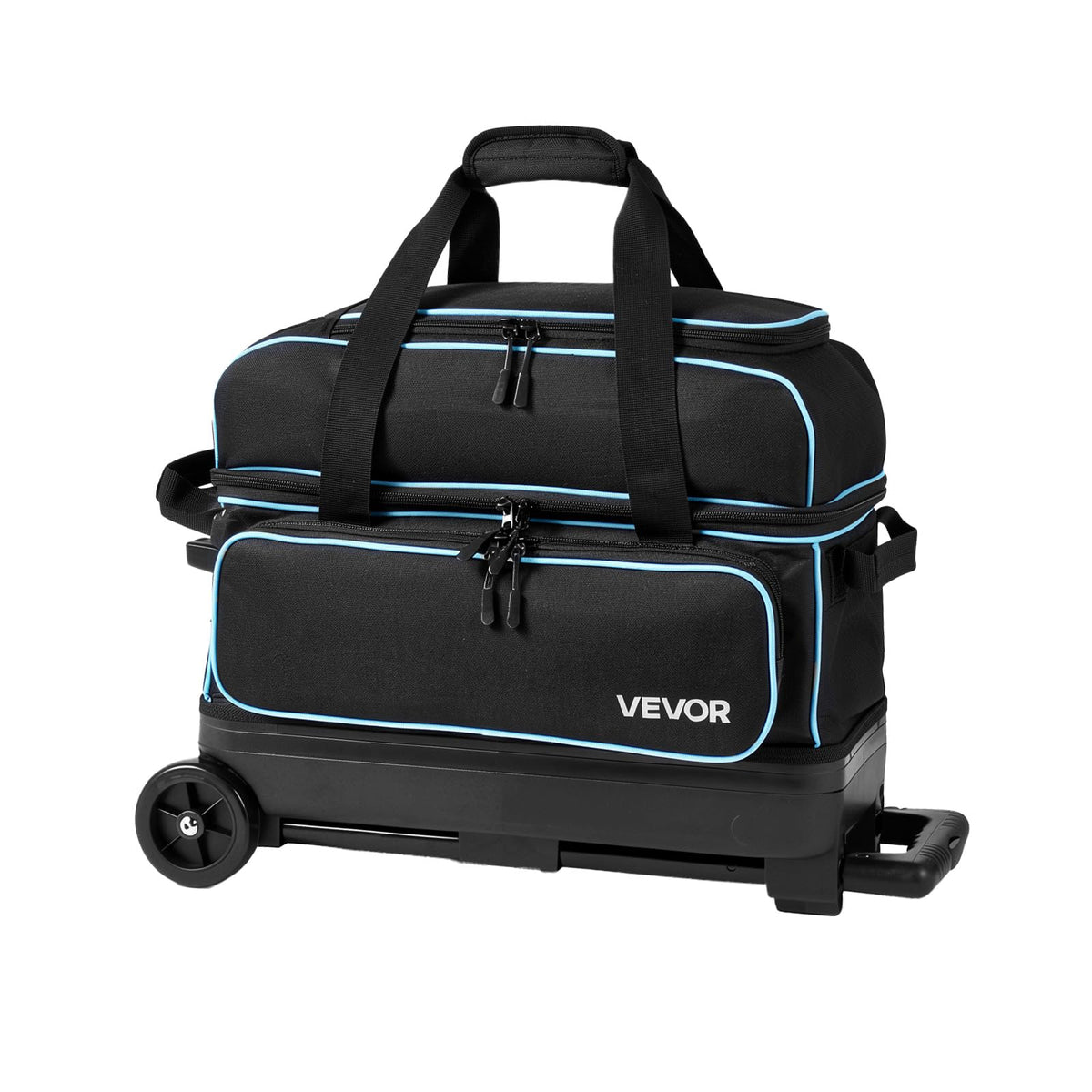 VEVOR 3 Ball Bowling Bag Double Roller Bag with Separate Shoe Compartment