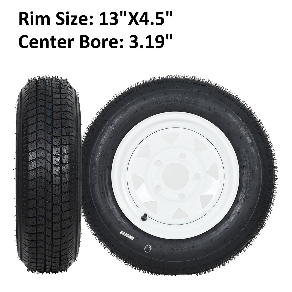 Garvee 2-Pack Trailer Tires On Rim 5.30-12 530-12 530X12, Load Range C, 6PR, 5 Lug 12 In. White Spoke Wheel, 5 On 4.5" Durable Trailer Tire Travel/Camper/Utility/Boat, Set of 2