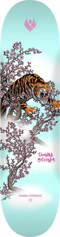 Powell Peralta Sakura Yosozumi Tiger Flight Skateboard Deck, Light Blue, 8.25" x 31.95"