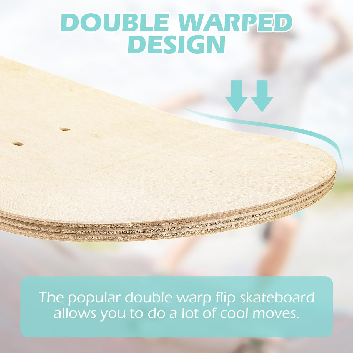 Honoson 12 Pcs Blank Skateboard Decks 32 x 8 Inch Maple Double Tail Deck