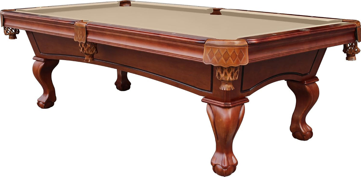 Playcraft Charles River 8' Slate Pool Table w/Leather Drop Pockets - Billiard Table with Solid Hardwood & 3pc Slate System - Perfect for Game Room, Office or Dens - 25 Cloth Colors