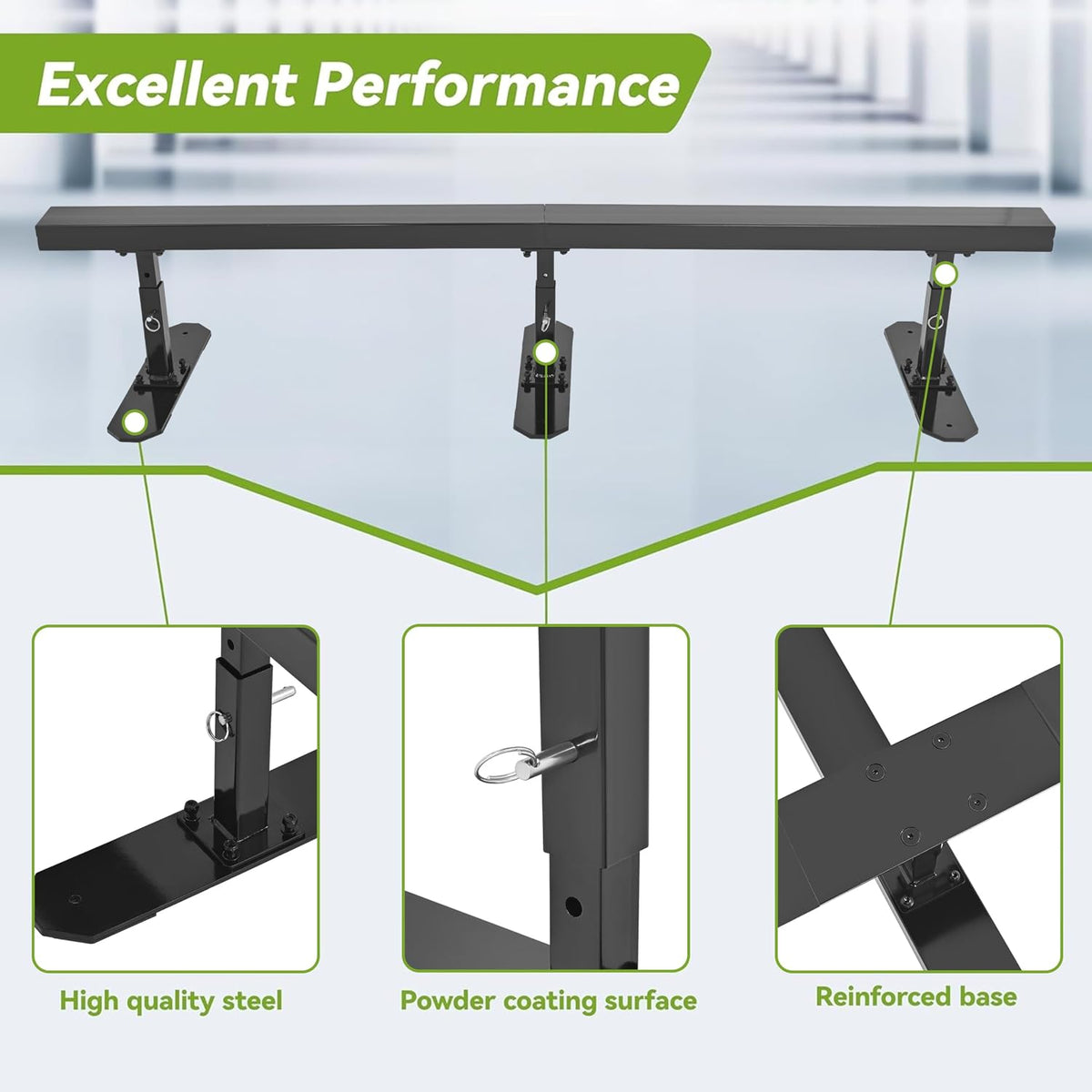 KUAFU 6ft Long Flat Bar Skate Rail, Portable Skateboard Ramp Grind Rail,