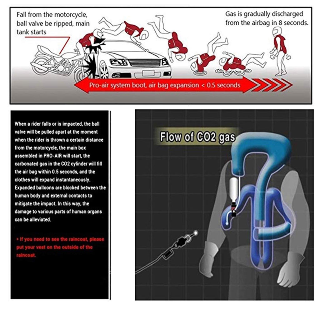 Airbag Suit Anti-Drop Locomotive Airbag Vest Mechanically Trigger The Airbag in 0.1 Seconds with Waterproof ID Pocket Riding Safety Equipment, Suitable for Adult Men and Women