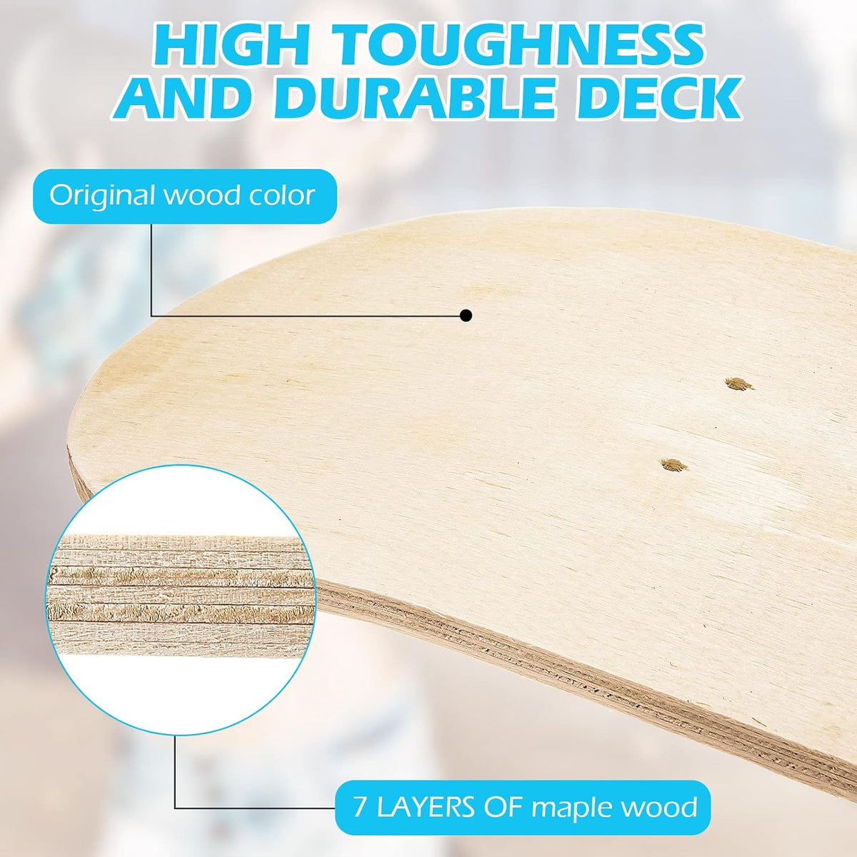 Meooeck Blank Skateboard Decks Bulk 7.9 x 31 Inch Natural 7 Layer Wooden Double Tail Plain Skate Decks for Replacement Art Painting Home Decor