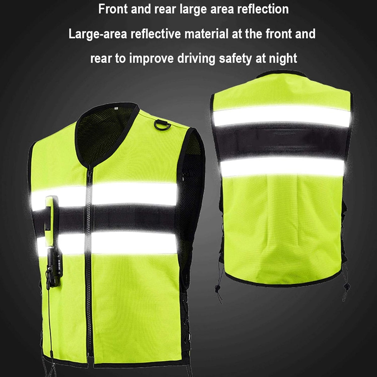 Inflatable Clothing Anti-Fall Vest Airbag Vest The Mechanic Triggers The Airbag in 0.15-0.3 Seconds Reflective Surface at The Front and Back Suitable for Motorcycle Riding, Black