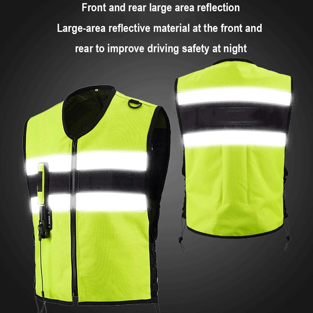 Inflatable Clothing Anti-Fall Vest Airbag Vest The Mechanic Triggers The Airbag in 0.15-0.3 Seconds Reflective Surface at The Front and Back Suitable for Motorcycle Riding, Black