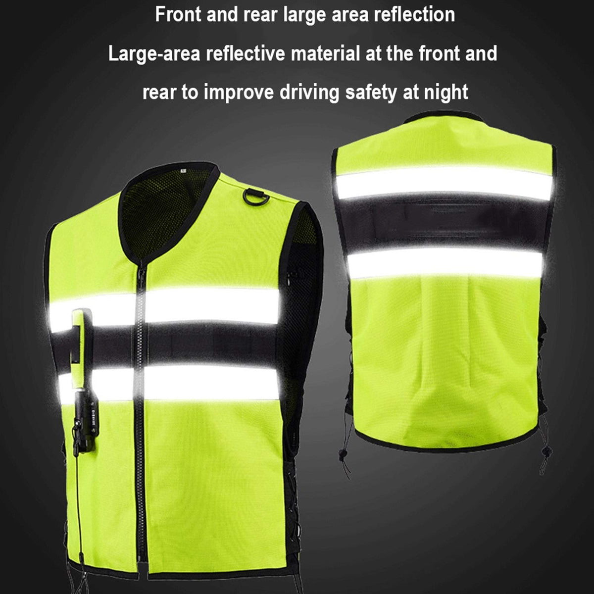 Inflatable Clothing Anti-Fall Vest Airbag Vest The Mechanic Triggers The Airbag in 0.15-0.3 Seconds Reflective Surface at The Front and Back Suitable for Motorcycle Riding, Black