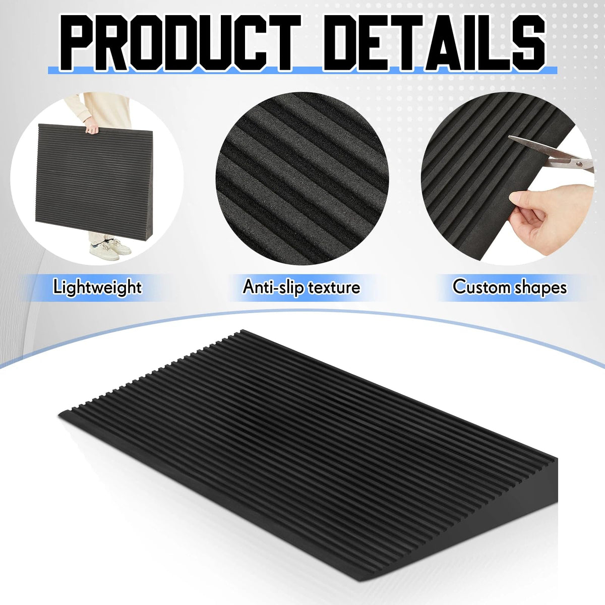 EVA Foam Threshold Ramp for Wheelchair, Black, 36" L X 28" w X 5" h