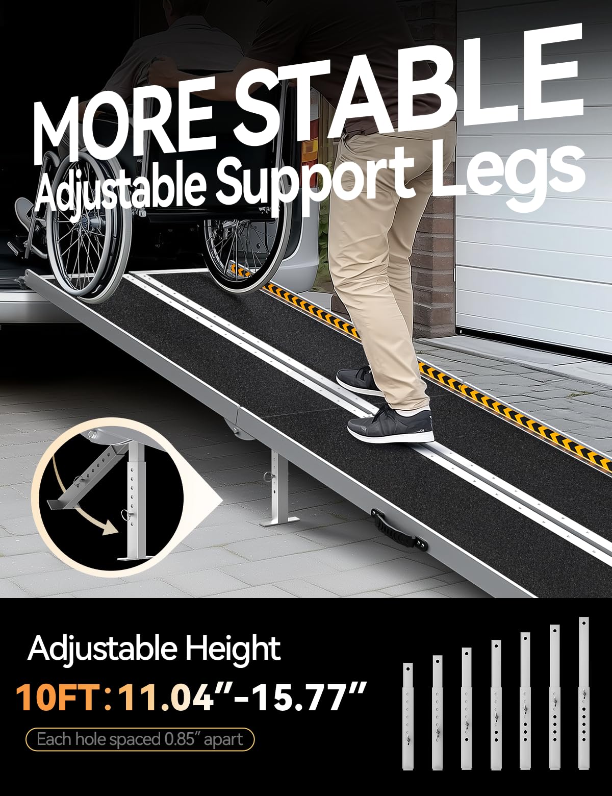 FACHNUO Black Aluminum 3FT Wheelchair Ramp, All-Weather Use, Easy to Clean