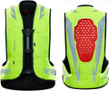 Racing Airbag Vest Cycling Reflective Vest Mechanically Trigger The Airbag in 0.1 Seconds Detachable Slow Rebound Back Guard Can Be Used Repeatedly (Color : Green, Size : Medium)